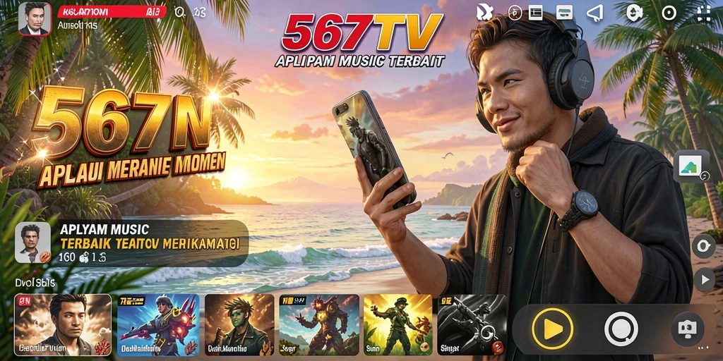 Tampilan utama gameplay dengan koleksi musik di 567TV.