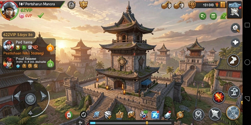 Tampilan menarik dari gameplay pertahanan menara di 62VIP.