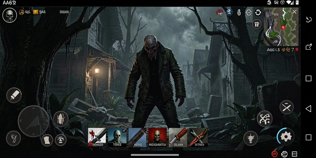 Screenshot gameplay AA62 menampilkan suasana menyeramkan dan mencekam.
