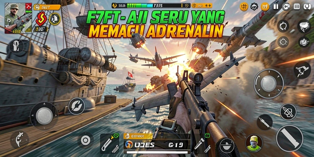 Screenshot gameplay F7F7 menampilkan aksi luar biasa dan pertarungan seru.