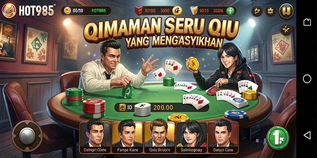 Tampilan gameplay seru dengan kartu QiuQiu yang menantang.