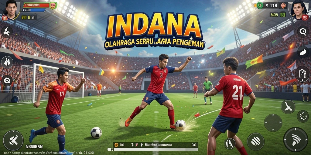 Tampilan gameplay INDAAA yang menampilkan aksi olahraga seru.