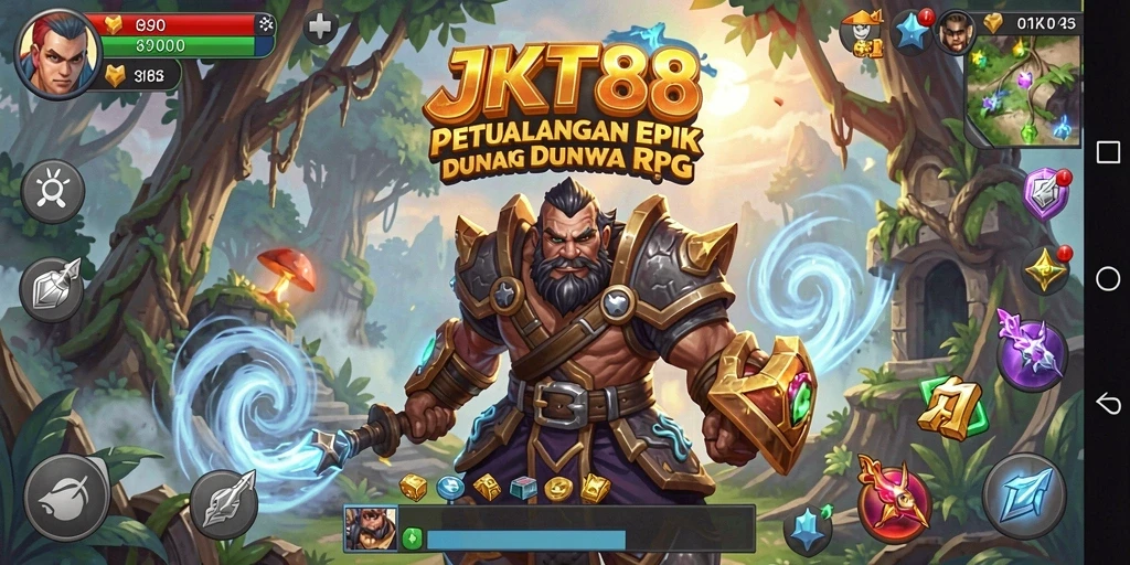 Screenshot gameplay JKT88 menunjukkan aksi pertarungan melawan monster yang menantang.