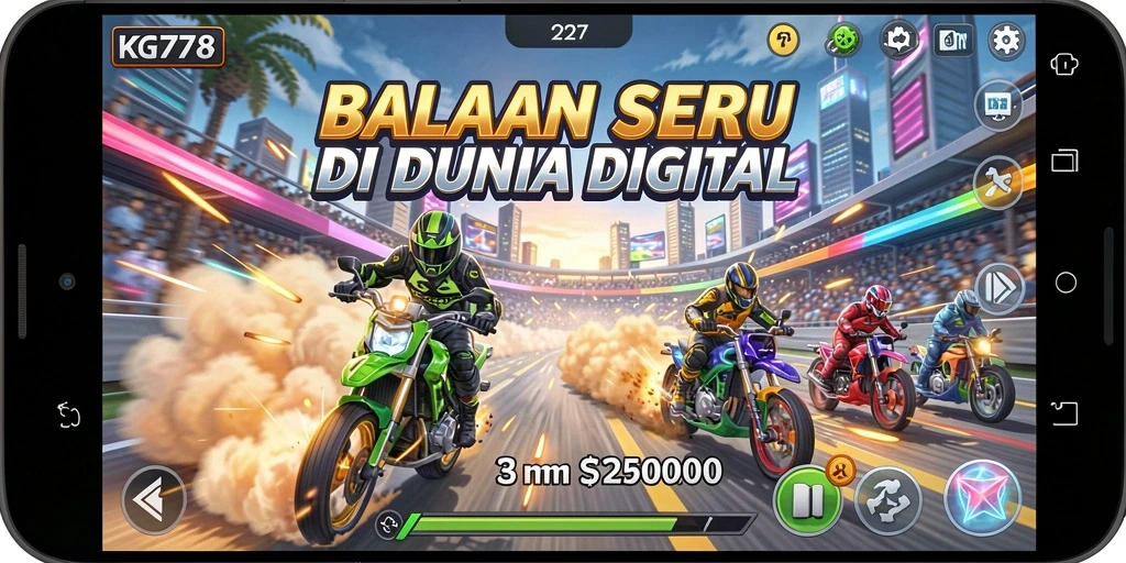 Tampilan utama KG778 menunjukkan aksi balapan yang mendebarkan.