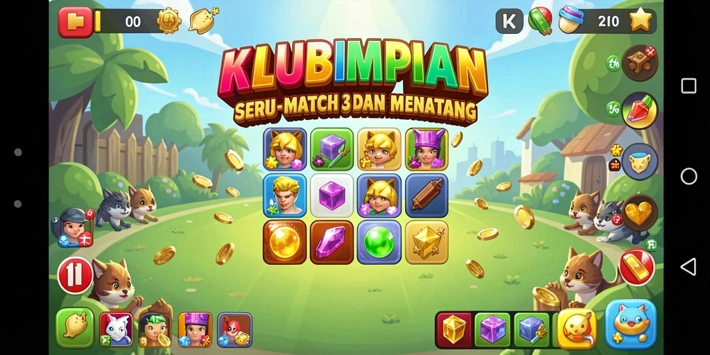 Tampilan gameplay KLUBIMPIAN yang seru dan penuh warna.
