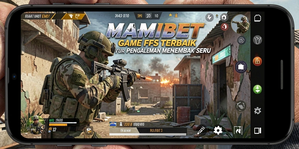 Screenshot MAMIBET menampilkan aksi menembak intens dalam pertempuran FPS.