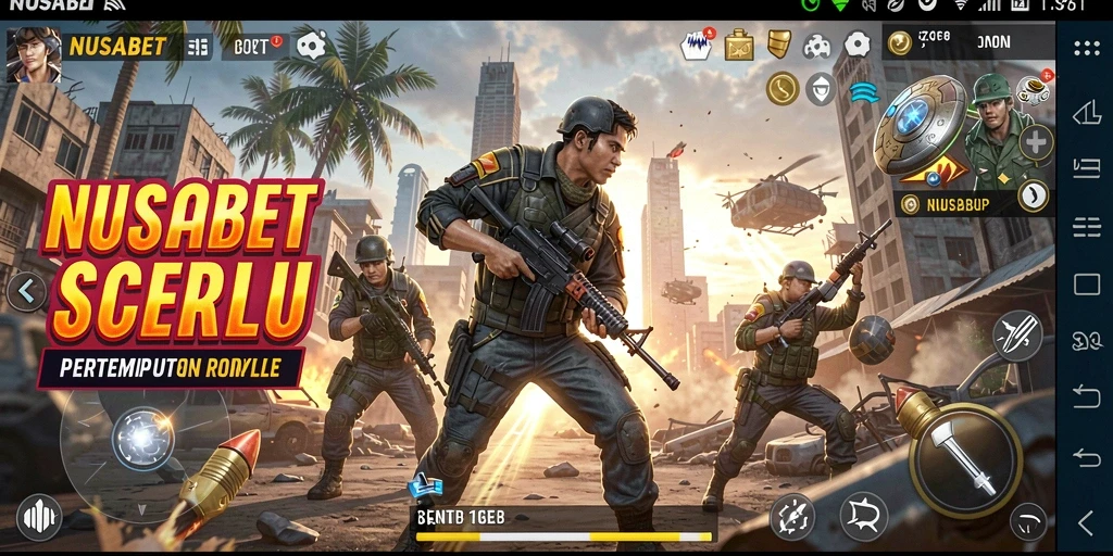 Gameplay NUSABET yang mendebarkan dalam pertempuran Battle Royale.