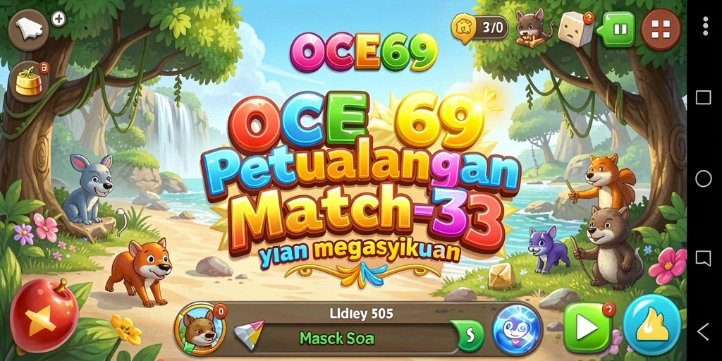 Screenshot OCE69 menampilkan gameplay Match-3 yang menarik.