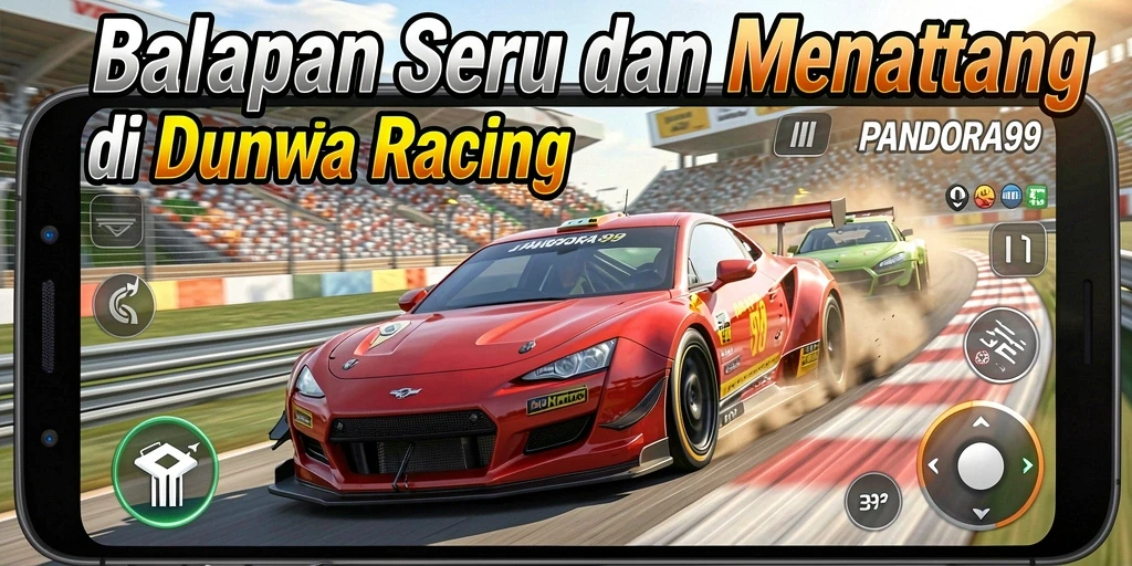 Screenshot gameplay PANDORA99 menampilkan balapan seru di trek menantang.