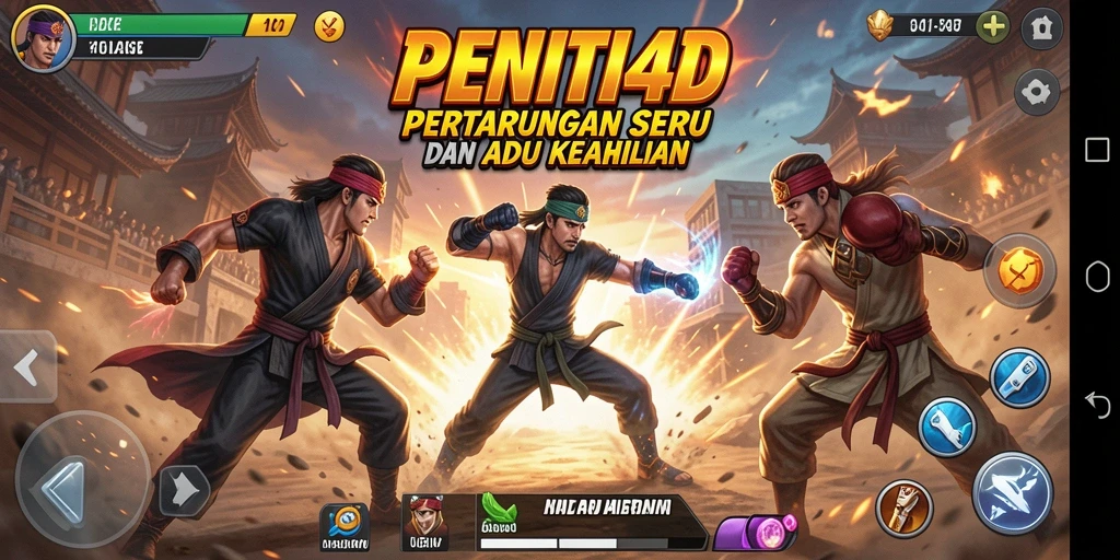 Tampilan seru gameplay PENITI4D dengan pertarungan yang intens.