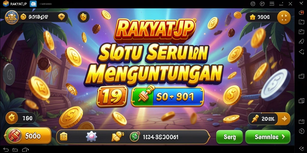 Screenshot RAKYATJP menampilkan gameplay Slot yang seru dan penuh warna.