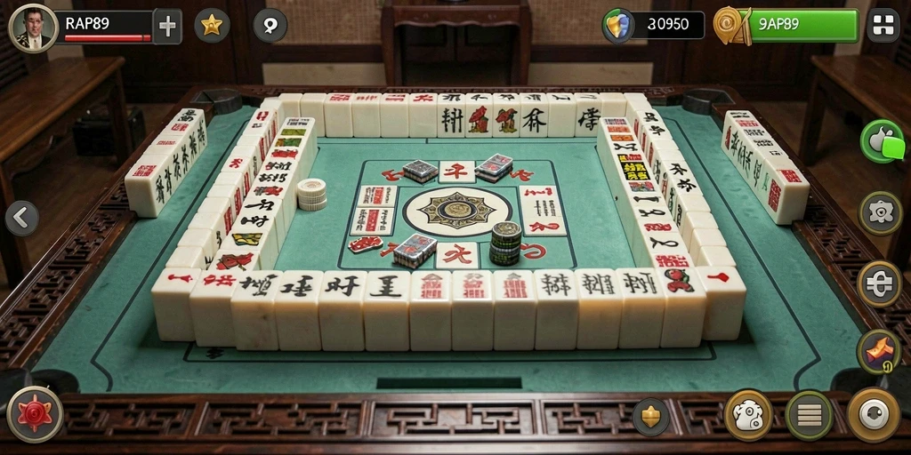 Screenshot gameplay RAP89 yang menampilkan suasana permainan Mahjong yang seru.