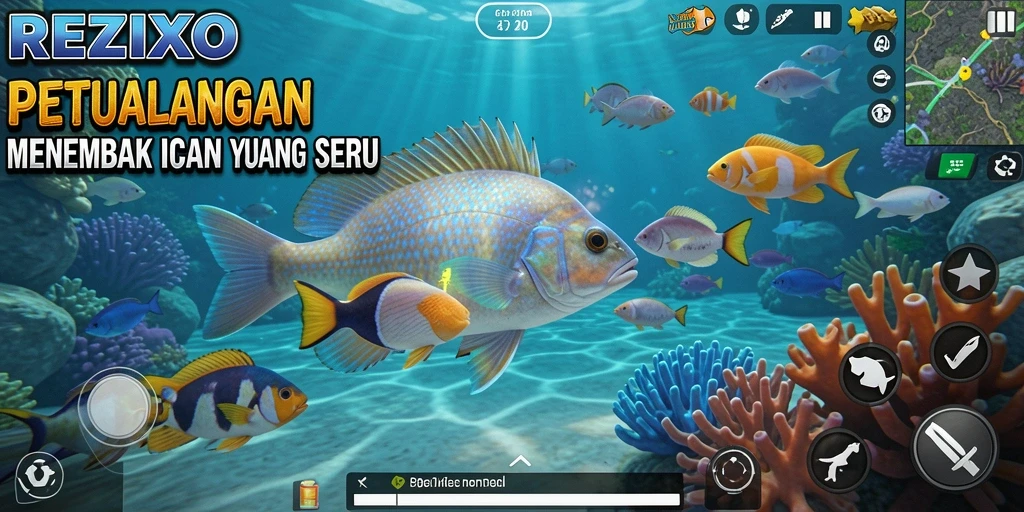 Tampilkan gameplay menembak ikan yang intens di REZIXO.