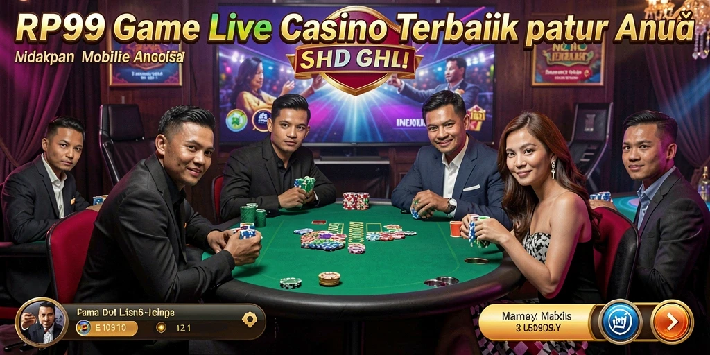 Screenshot RP99 menunjukkan dealer professional dalam permainan Live Casino.