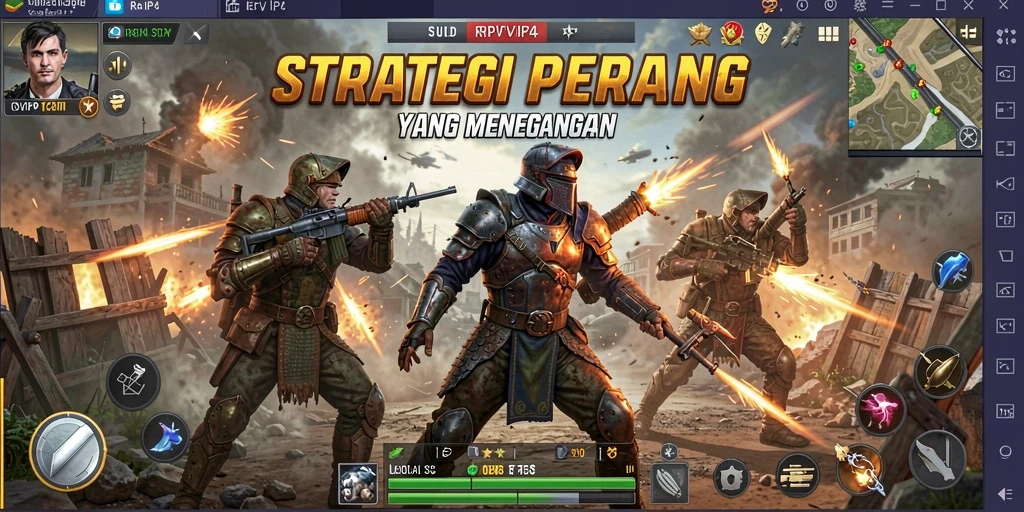 Gameplay RPVIP4 yang menegangkan dengan strategi perang yang kompleks.