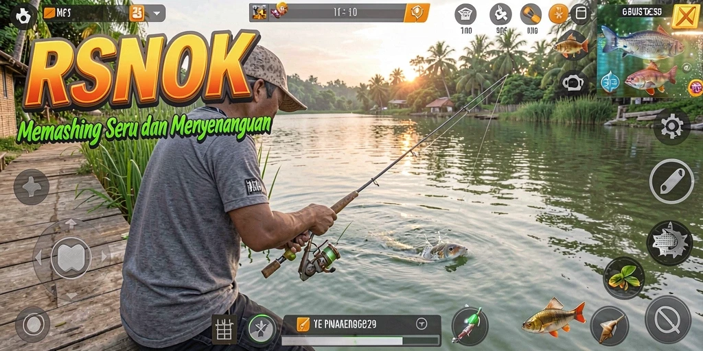 Tampilan gameplay RSNOK yang menampilkan pengalaman memancing yang realistis.