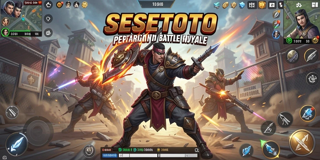 Screenshot SESETOTO menampilkan momen pertempuran intens Battle Royale.