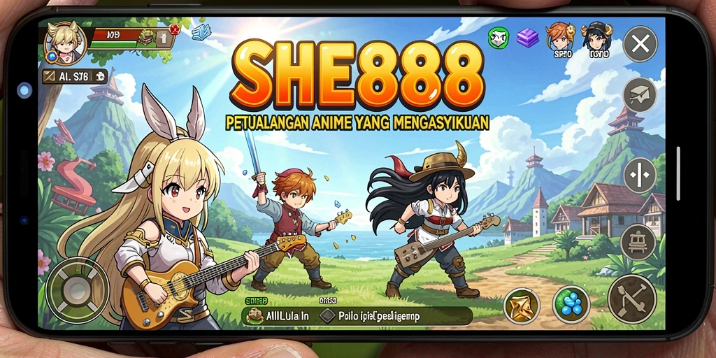 Tampilan menarik gameplay SHE888 dengan karakter anime yang dinamis.