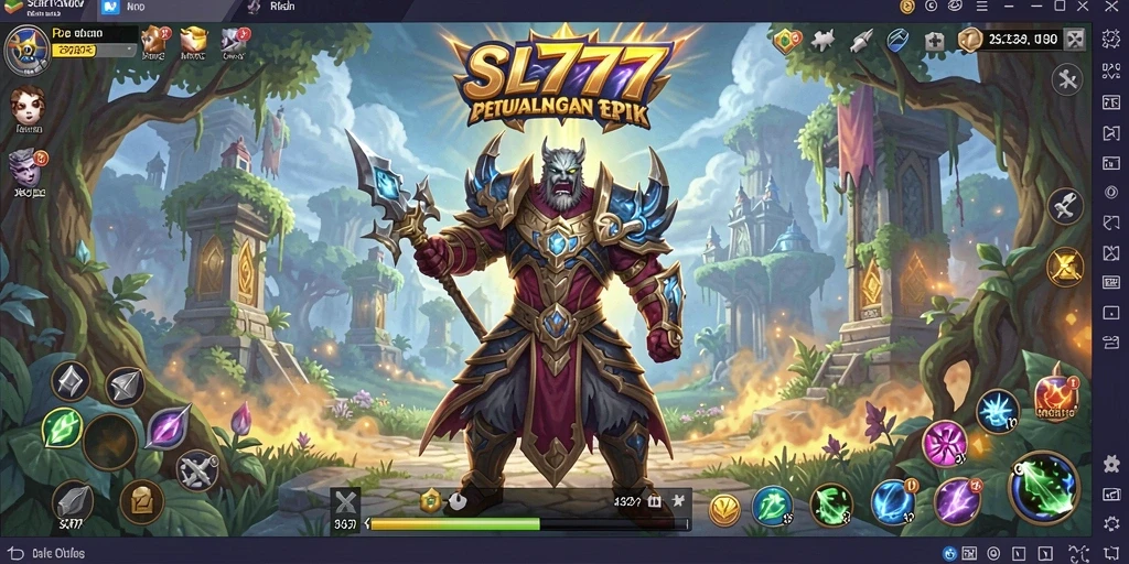 Screenshot gameplay SL777 yang menampilkan pertempuran epik di dunia MMORPG.