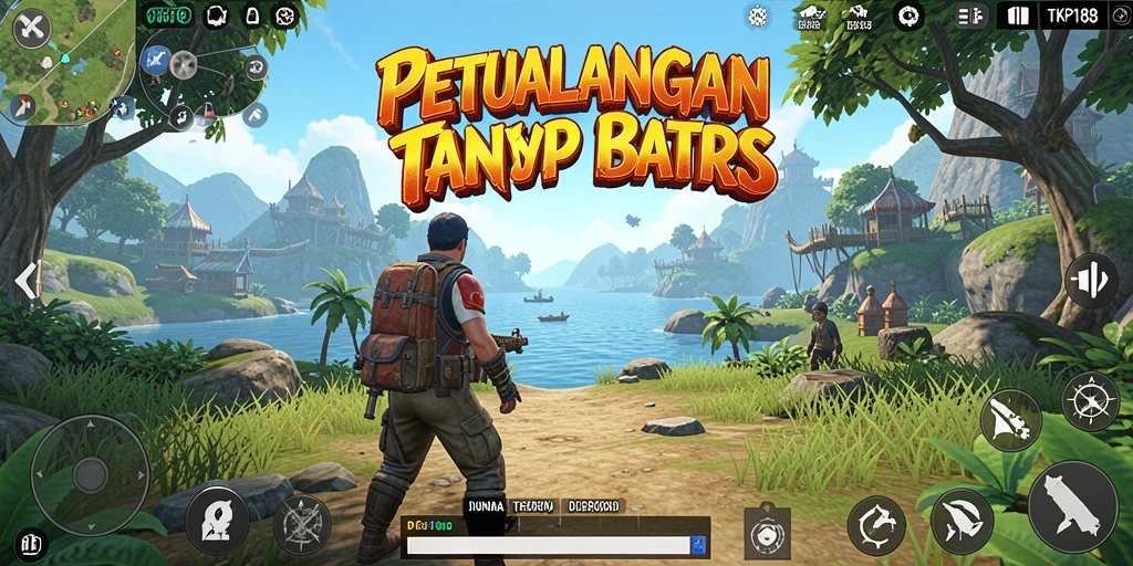 Screenshot gameplay TKP188 yang menampilkan dunia terbuka yang luas.