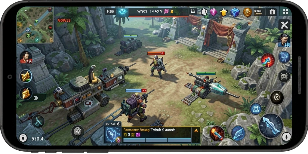 Tampilan utama gameplay <strong>WOW33</strong> dengan pertempuran strategis yang mendebarkan.